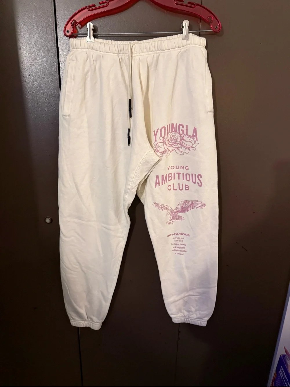 YoungLA Cream Joggers with Purple Graphic